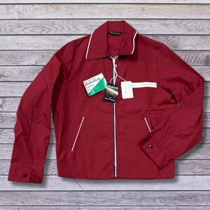 Vtg 1970s Vanderbilt Jacket Permanent Press Talon Zipper Burgundy White Mens M
